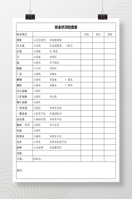 安全状况检查表Excel模板